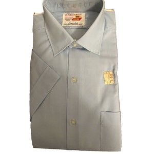 men's short sleeve Vintage blue dress shirt 14 1/2